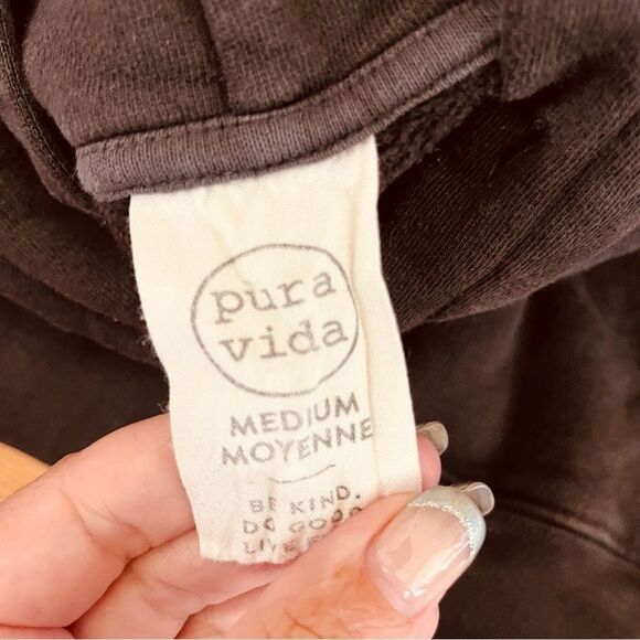 Pura Vida Dark Gray Color Block Hoodie Sz Medium - Picture 6 of 6